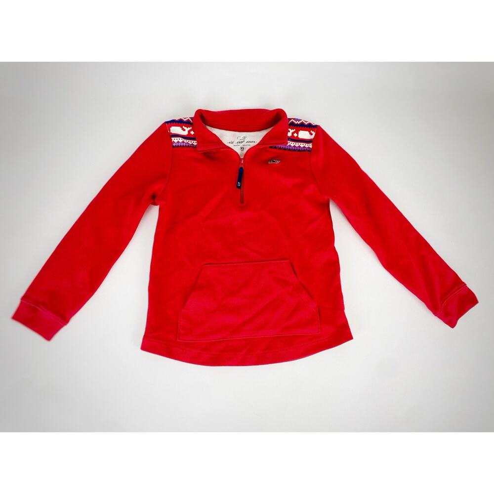 Vineyard Vines Red Girls Pullover with Navy & White Accents